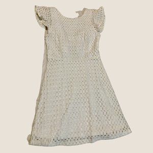 Gianni Bini White Ruffle Sleeve Dress